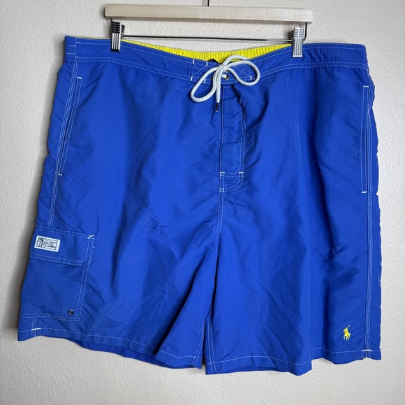 Ralph Lauren Other - Polo Ralph Lauren Swim Trunks Men’s 3XB Blue Yellow Logo Drawstring Board Shorts